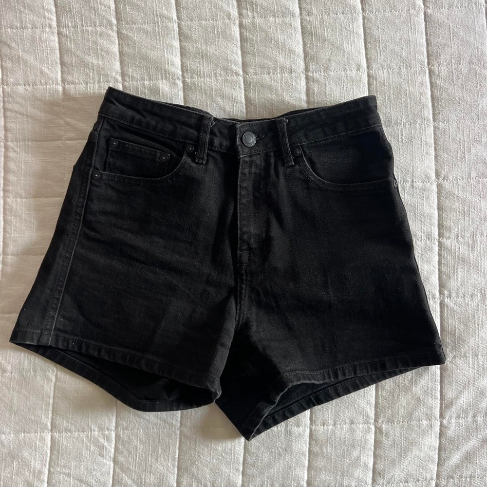 Womens Frank & Oak Black Stevie Tapered Denim Shorts 27